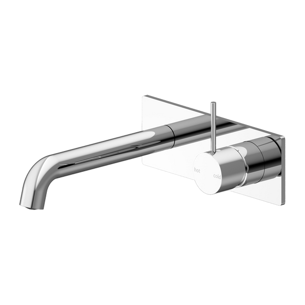 Nero Mecca Wall Basin Mixer Handle Up 185mm Spout Chrome