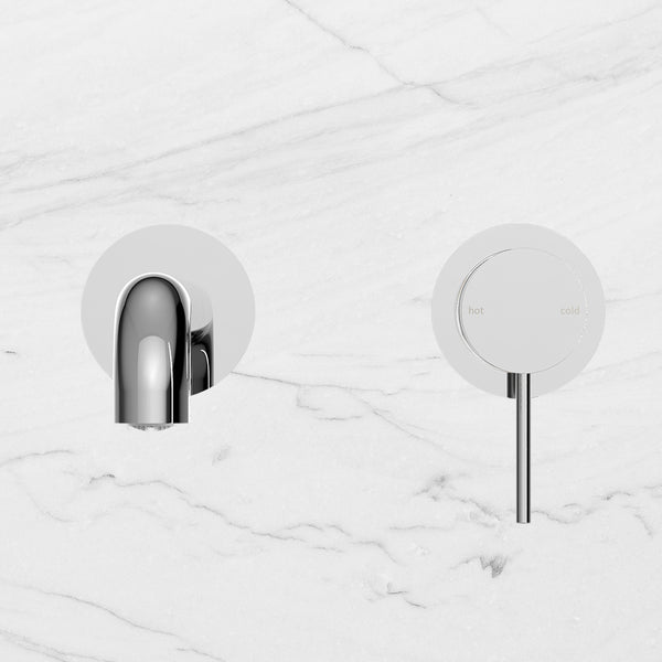 Nero Mecca Wall Basin Mixer Separate Back Plate 185mm Spout Chrome