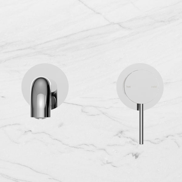 Nero Mecca Wall Basin Mixer Separate Back Plate 230mm Spout Chrome