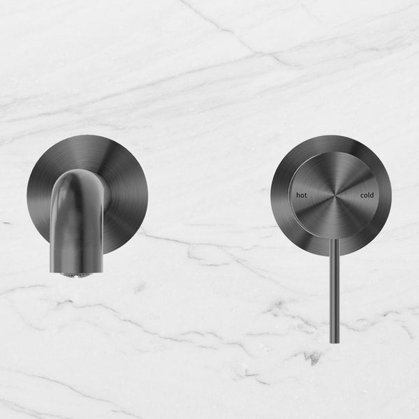 Nero Mecca Wall Basin Mixer Separate Back Plate 230mm Spout Gunmetal