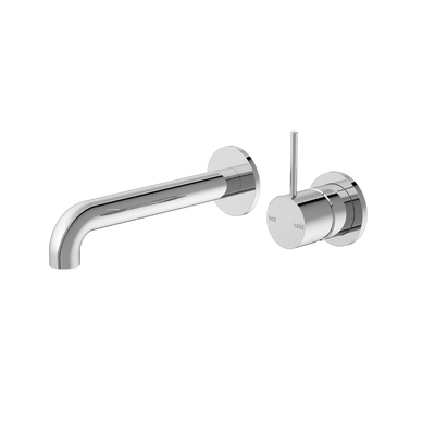 Mecca Wall Basin Mixer Separate Back Plate Handle Up 185mm Spout Chrome