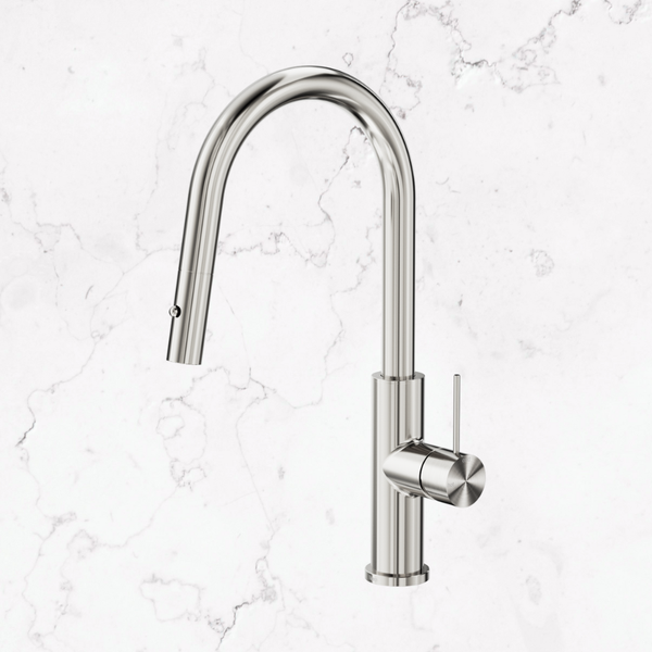 Nero Mecca Smart Sensor Pull Out Kitchen Mixer Brushed Nickel