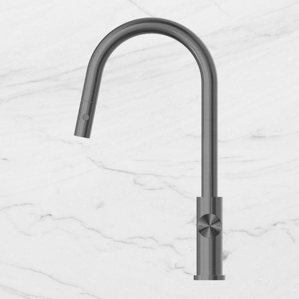 Nero Mecca Brushed Gunmetal Pull Out Mixer With Veggie Spray Function