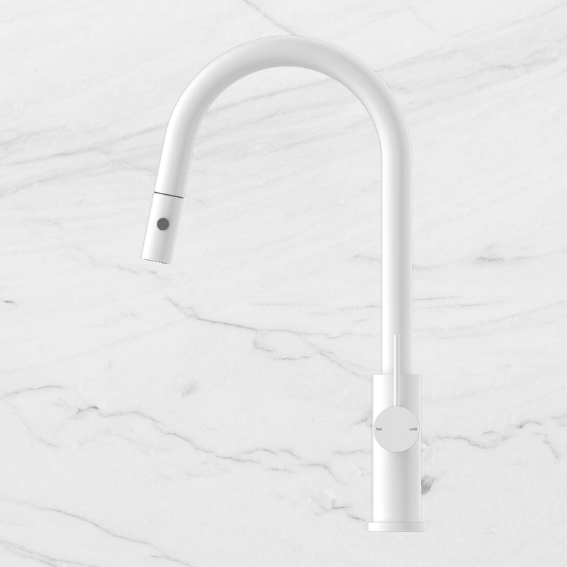 Mecca Matte White Pull Out Mixer With Veggie Spray Function