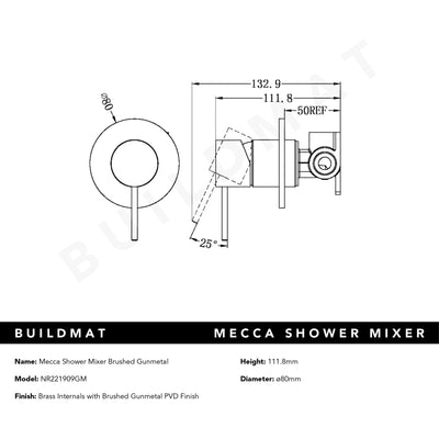 Mecca Shower Mixer Brushed Gunmetal