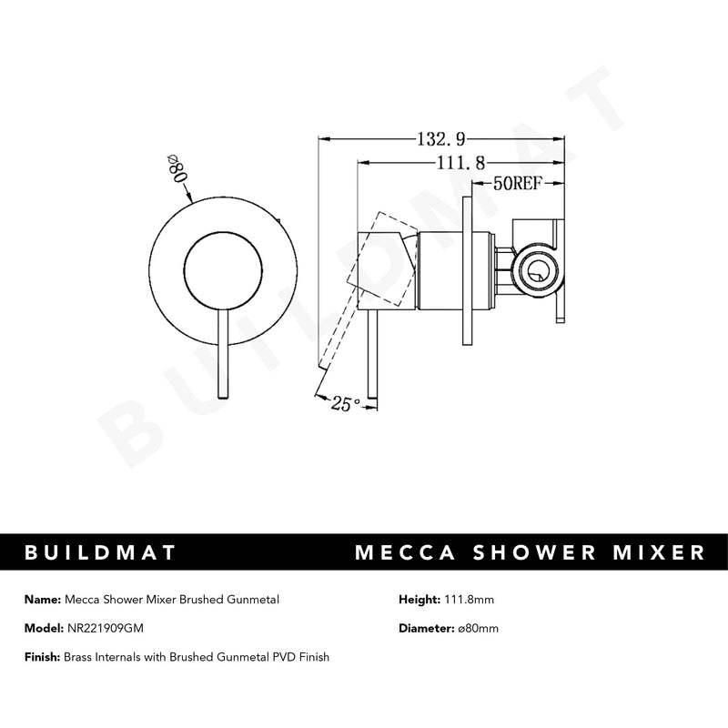 Mecca Shower Mixer Brushed Gunmetal