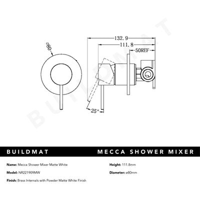 Mecca Shower Mixer Matte White
