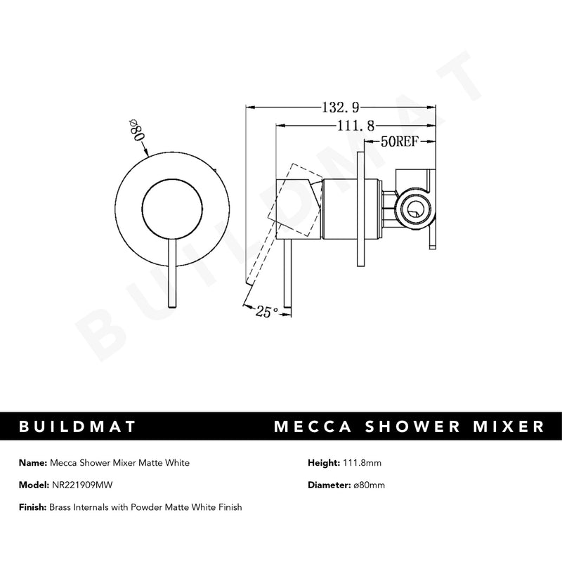 Mecca Shower Mixer Matte White