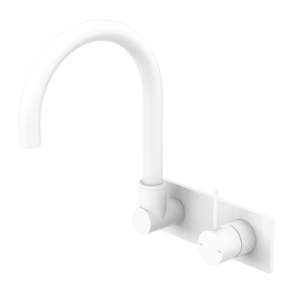 Nero Mecca Wall Basin/Bath Mixer Swivel Spout Handle Up Matte White