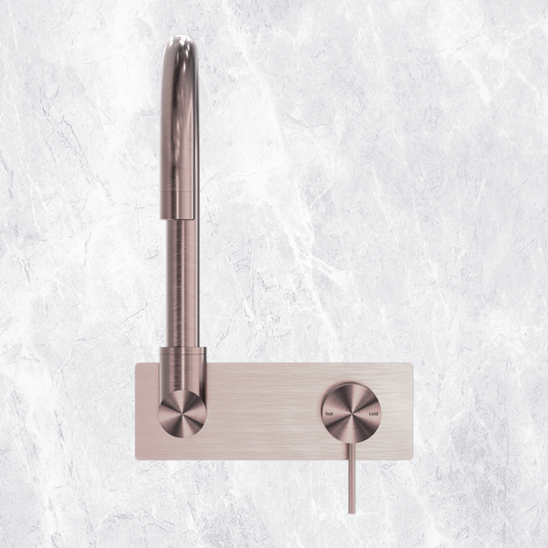 Nero Mecca Wall Basin/Bath Mixer Swivel Spout Brushed Bronze