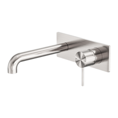 Nero Mecca Wall Basin/Bath Mixer 185mm Brushed Nickel