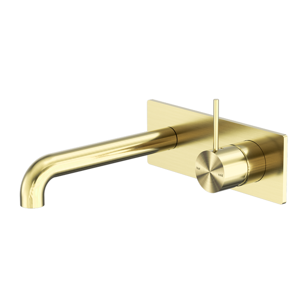 Nero Mecca Wall Basin/Bath Mixer Handle Up 120mm Brushed Gold