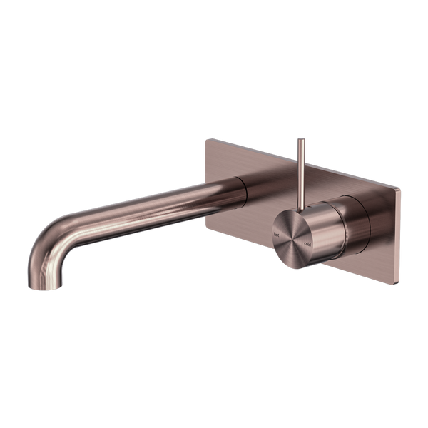 Nero Mecca Wall Basin/Bath Mixer Handle Up 230mm Brushed Bronze