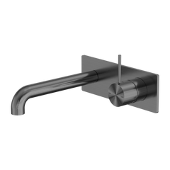 Nero Mecca Wall Basin/Bath Mixer Handle Up 185mm Gun Metal