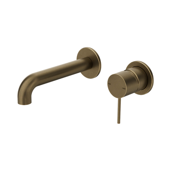 Nero Mecca Wall Basin/Bath Mixer Separate Back Plate 160mm (Complete Kit) Tumbled Antique Brass