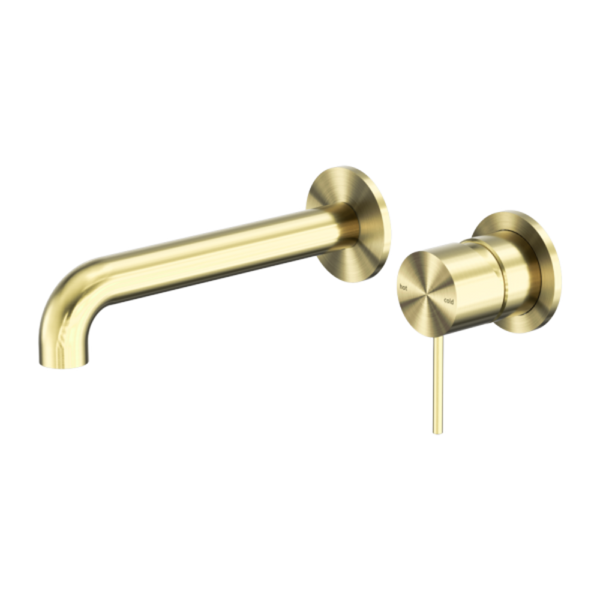 Nero Mecca Wall Basin/Bath Mixer Separate Back Plate 185mm Brushed Gold