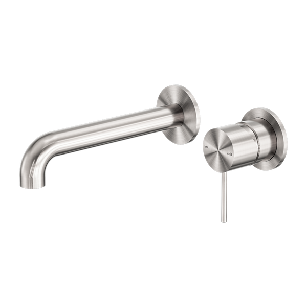 Nero Mecca Wall Basin/Bath Mixer Separate Back Plate 160mm Spout Brushed Nickel
