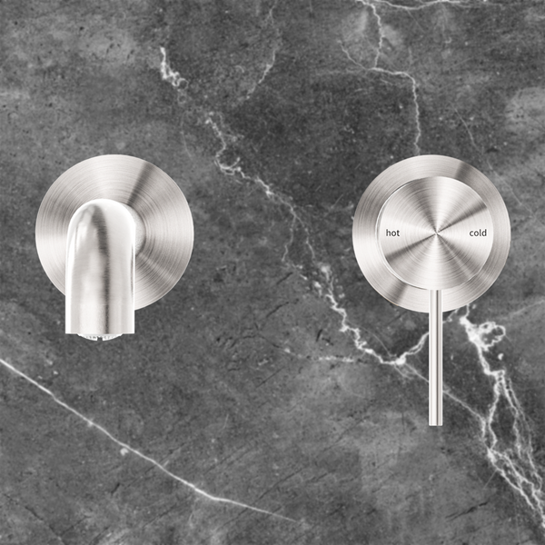 Nero Mecca Wall Basin/Bath Mixer Separate Back Plate 160mm Spout Brushed Nickel