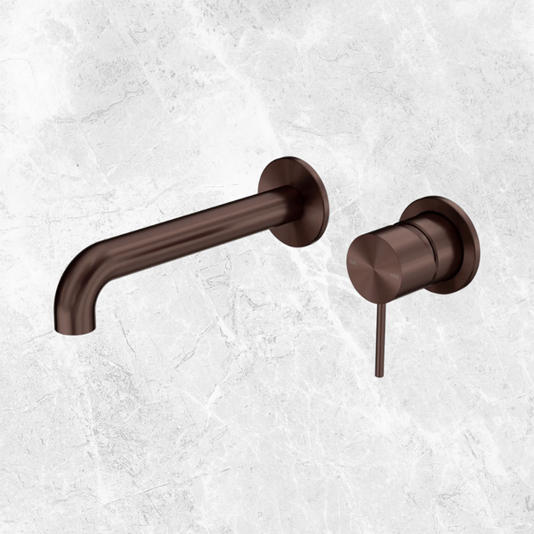 Nero Mecca Wall Basin/Bath Mixer Separate Back Plate 185mm (Complete Kit) Rome Bronze