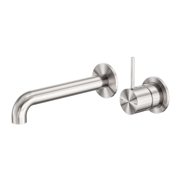 Nero Mecca Wall Basin/Bath Mixer Separate Back Plate Handle Up 260mm Brushed Nickel