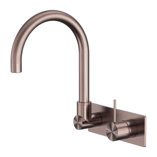 Nero Mecca Wall Basin/Bath Mixer Swivel Spout Handle Up Brushed Bronze