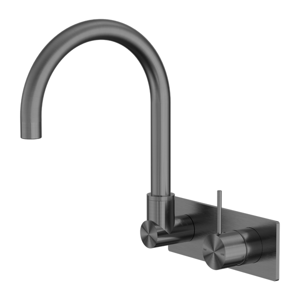 Nero Mecca Wall Basin/Bath Mixer Swivel Spout Handle Up Gunmetal