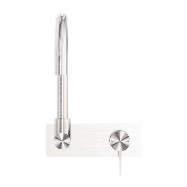 Nero Mecca Wall Basin/Bath Mixer Swivel Spout Brushed Nickel
