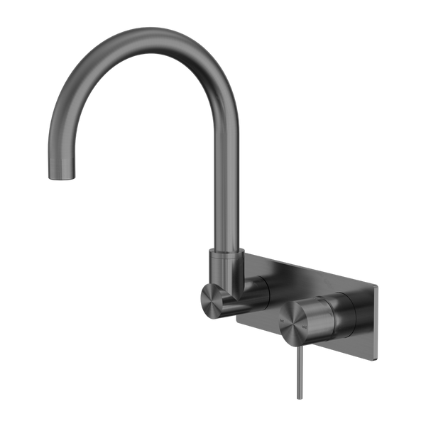 Nero Mecca Wall Basin/Bath Mixer Swivel Spout Gunmetal