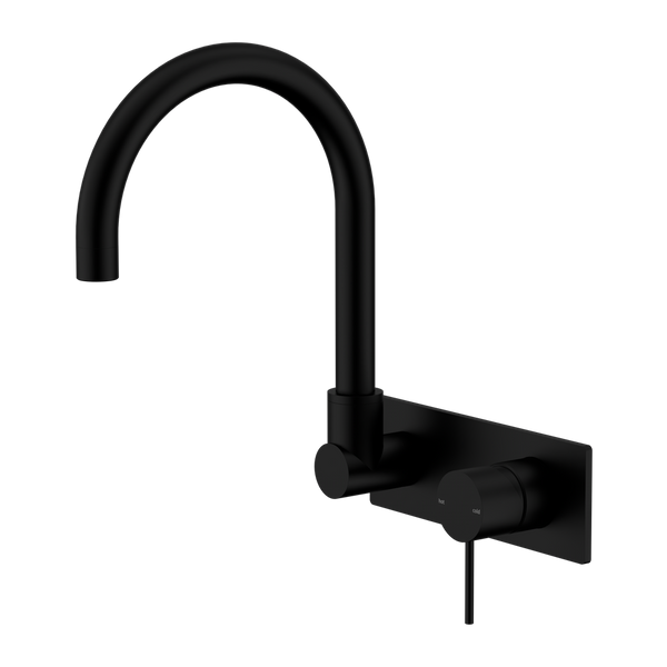 Nero Mecca Wall Basin/Bath Mixer Swivel Spout Matte Black