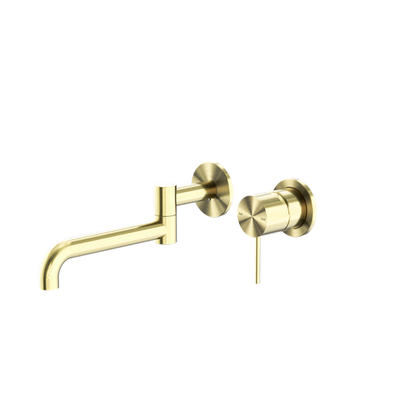 Nero Mecca Wall Basin/Bath Mixer Swivel Spout 225mm Brushed Gold
