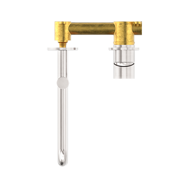 Nero Mecca Wall Basin/Bath Mixer Swivel Spout 225mm Brushed Nickel