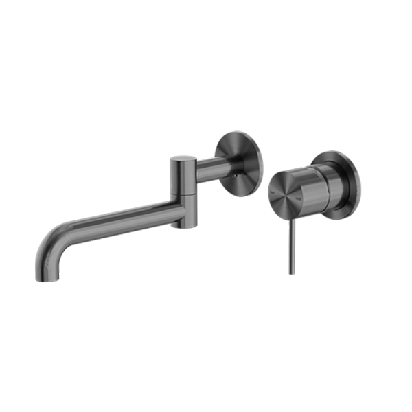 Nero Mecca Wall Basin/Bath Mixer Swivel Spout 225mm Brushed Gunmetal