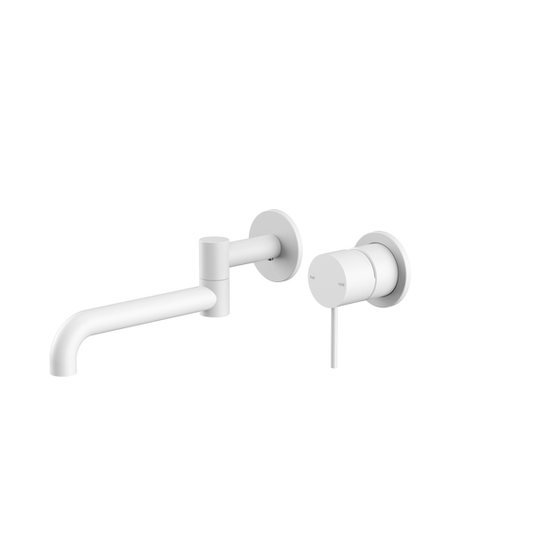 Nero Mecca Wall Basin/Bath Mixer Swivel Spout 225mm Matte White