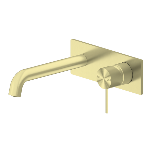 Nero Mecca Wall Basin/Bath Mixer 230mm Spout Brushed Gold