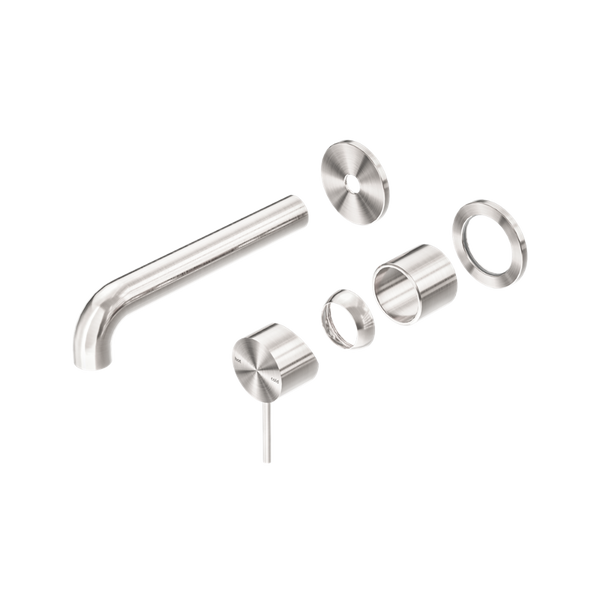 Nero Mecca Wall Basin Bath Mixer Separate Back Plate 185mm (Trim Kit Only) Brushed Nickel