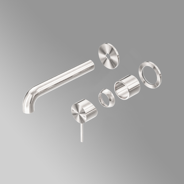 Nero Mecca Wall Basin Bath Mixer Separate Back Plate 185mm (Trim Kit Only) Brushed Nickel