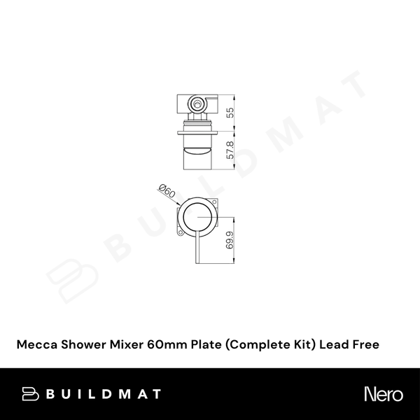 Nero Mecca Shower Mixer 60mm Plate (Complete Kit) Rome Bronze Lead Free