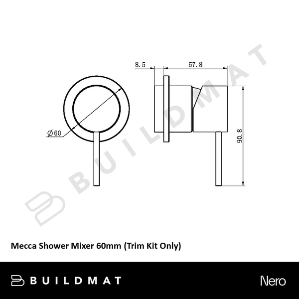 Nero Mecca Shower Mixer 60mm (Trim Kit Only) Matte Black