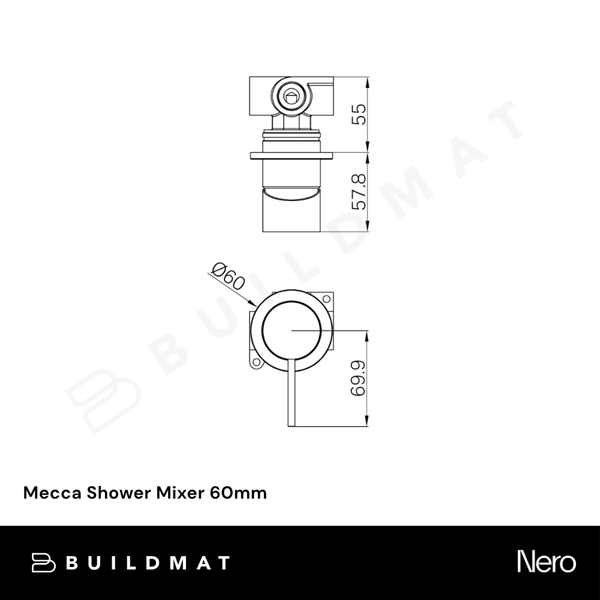 Nero Mecca Shower Mixer 60mm Plate (Complete Kit) Tumbled Antique Brass