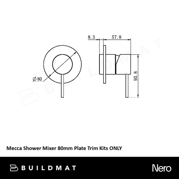 Nero Mecca Shower Mixer 80mm (Trim Kit Only) Brushed Nickel