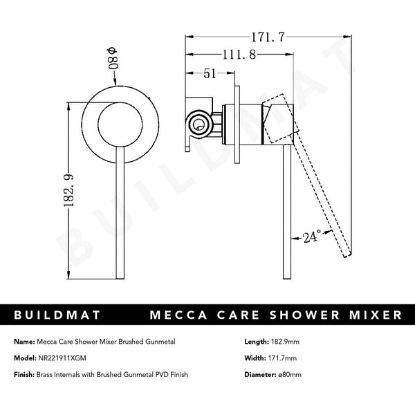 Nero Mecca Care Shower Mixer Brushed Gunmetal