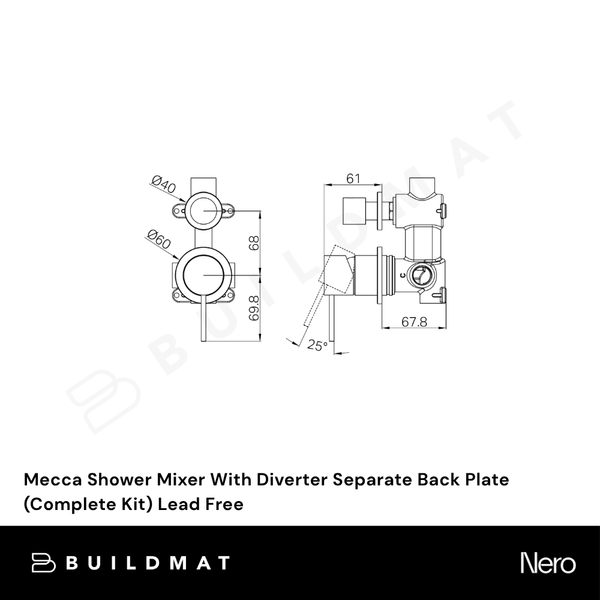 Nero Mecca Shower Mixer With Diverter Separate Back Plate (Complete Kit) Rome Bronze Lead Free