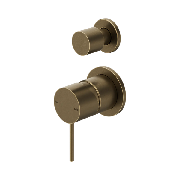 Nero Mecca Shower Mixer With Diverter Separate Back Plate (Complete Kit) Tumbled Antique Brass
