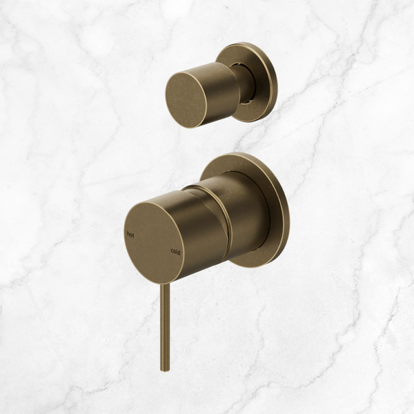 Nero Mecca Shower Mixer With Diverter Separate Back Plate (Complete Kit) Tumbled Antique Brass