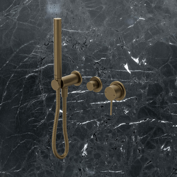 Nero Mecca Shower Mixer Diverter System Separate Back Plate II (Complete Kit) Tumbled Antique Brass
