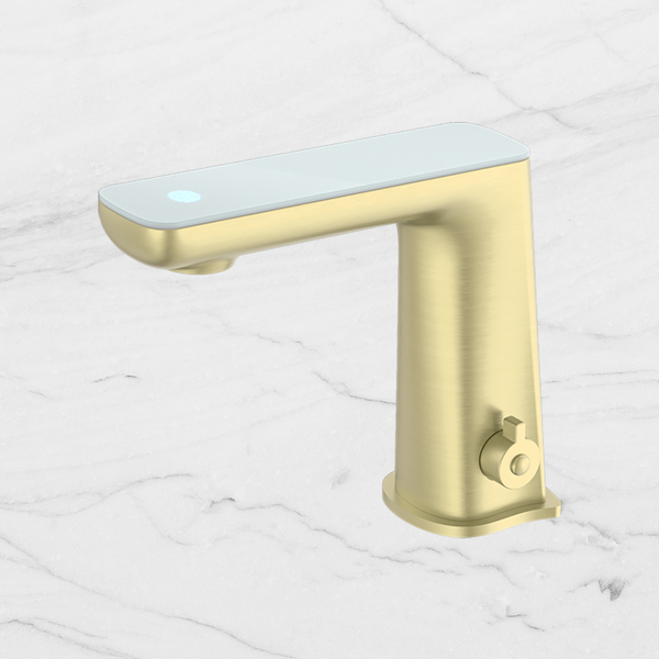 Nero Claudia Sensor Mixer with White Top Display Brushed Gold