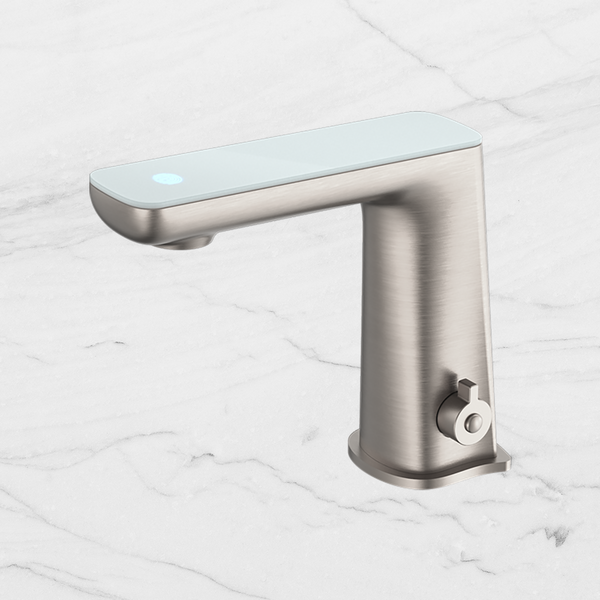 Nero Claudia Sensor Mixer with White Top Display Brushed Nickel