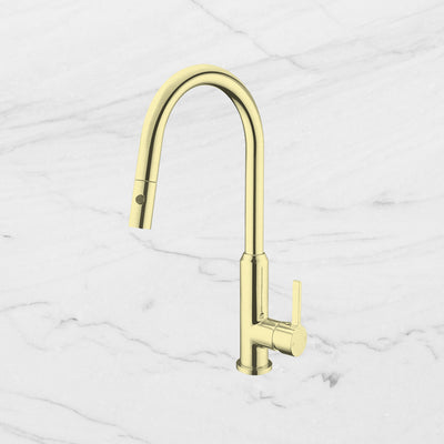 Pearl Pull Out Sink Mixer With Veggie Spray Function Brushed Gold