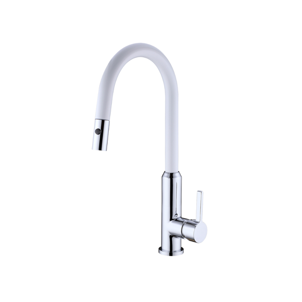 Nero Pearl Pull Out Sink Mixer With Veggie Spray Function Chrome White