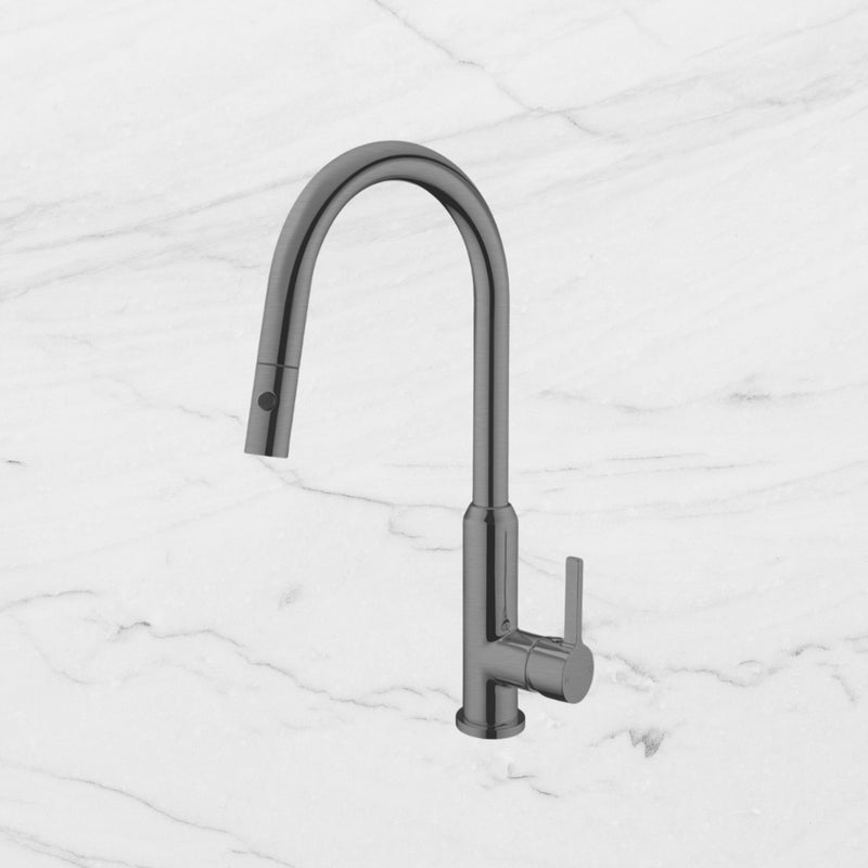 Pearl Pull Out Sink Mixer With Veggie Spray Function Brushed Gunmetal